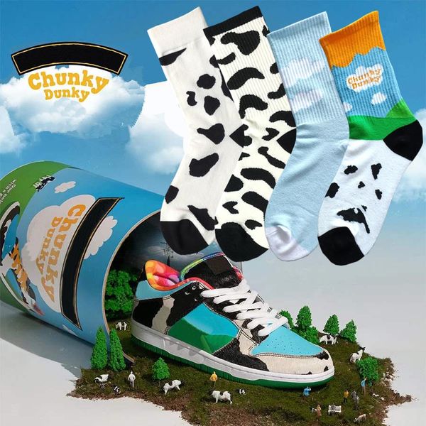 

new mens socks travis scott chunky dunky fortress night skateboard fashion mens letter printed sports socks sockings hip hop basketball, Black