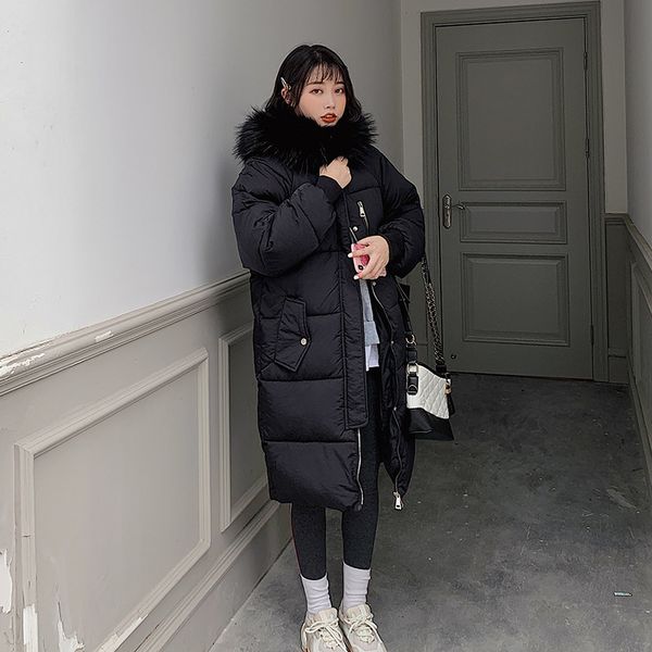 

2021 new new korean of the padded cotton mid-length winter coat bread suit k3jo, Black