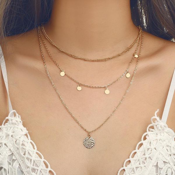 

boho многослойные ожерелья для женщин gold cross письмо круговой длинный кисточкой цепи цепи моды колье ожерелье женские украшения, Silver