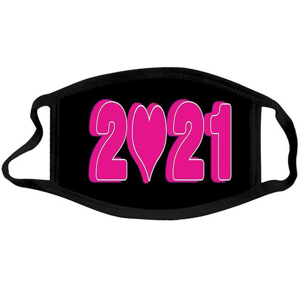 

2021 face happy designer new year black mouth masks men women cotton cloth mask washing dustproof pm2.5 facemask