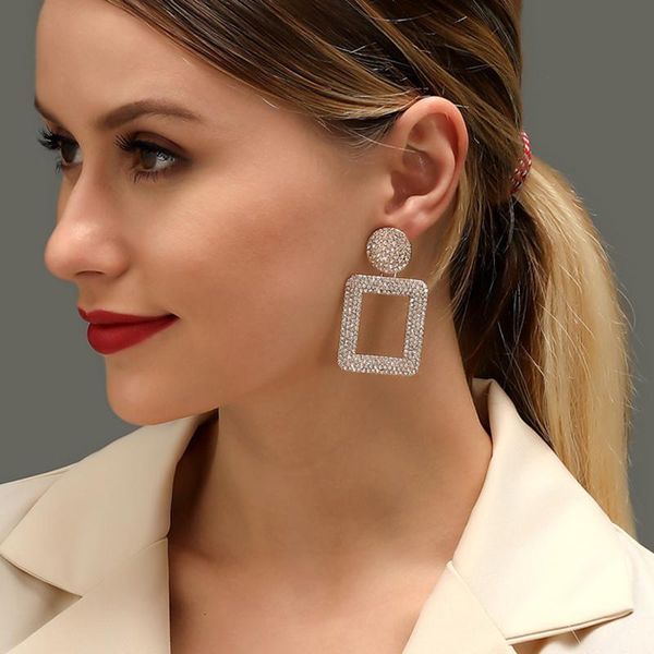 

fashion women's earrings bling geometric earrings for women sweet drop girls jewelry for gift, Silver