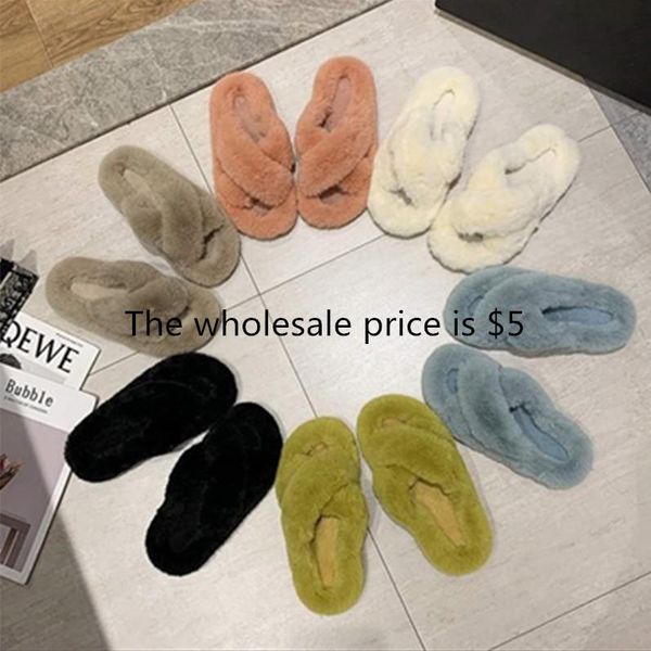 

2020 new cross cotton slippers wool slippers wool, Blue;gray