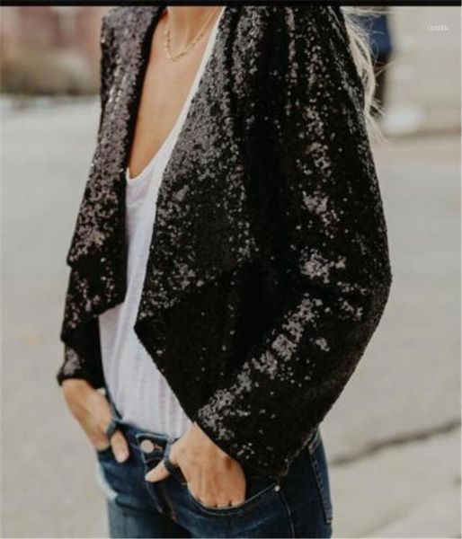 

womens jacket long sleeve women sequin jackets cardigan style autumn spring fashion outwear clothes for ladies new costume11, Black;brown