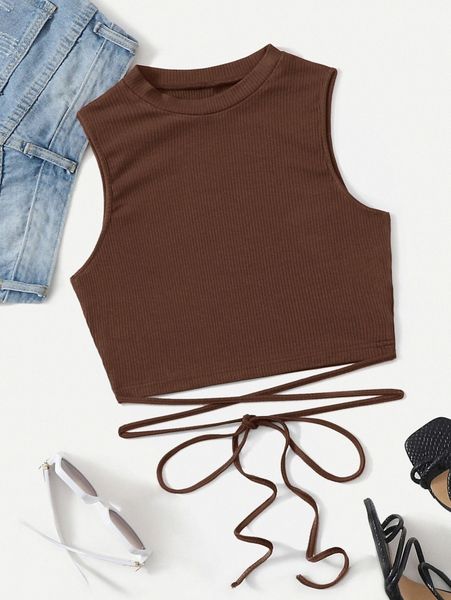 

crisscross tie back crop tank k2v1#, White