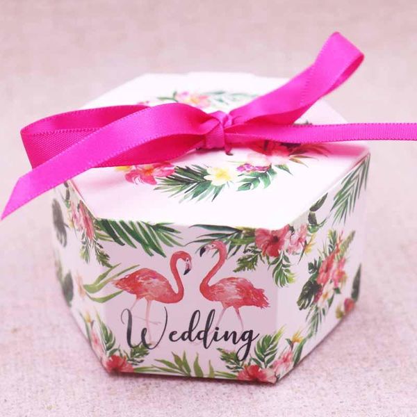 

10pcs wedding flamingos or pink feathercandy bag box for party table decoration event party supplies wedding favours gift boxes wmttgg