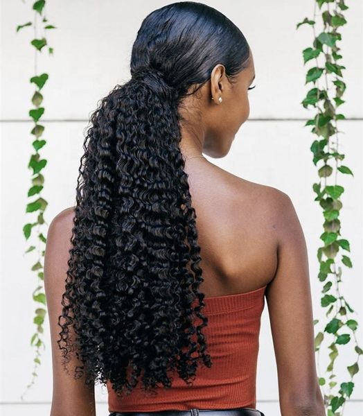 

kinky curly ponytail hairpiece wraps clip ins 140g, remy human hair ponytails, drawstring ponytail human hair extension for black women