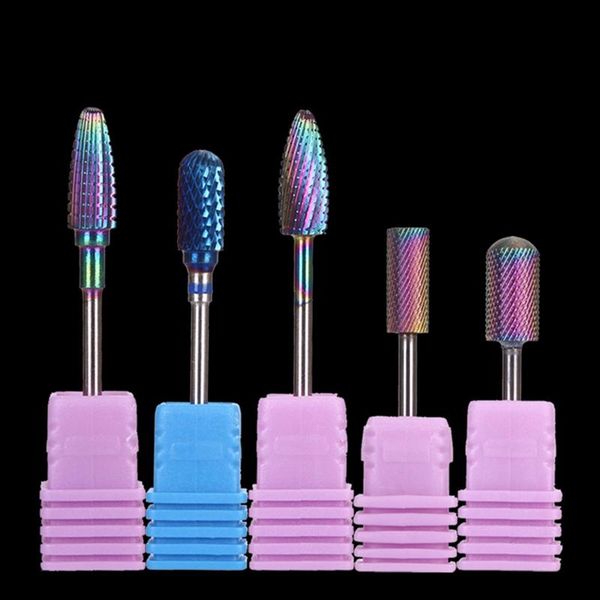 

full beauty 5 type colorful tungsten round flame nail drill bit carbide milling cutter manicure electric nail accessories new