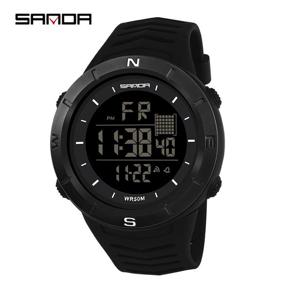 

sanda sports watch мужчины многофункциональный хронограф водонепроницаемые часы мужской светодиодные цифровые наручные часы мужской relogio, Silver