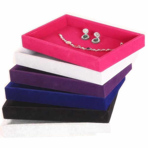 

2018 velvet jewelry tray stackable ring earring tray display organizer box cufflinks storage black grey rose jewellery boxes ring ear vjw6c