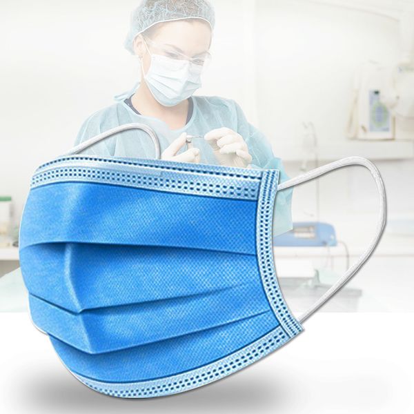 

filter pcs mask layers fast delivery blue 3 disposable dustproof saliva-proof earloop non woven mouth masksftxg