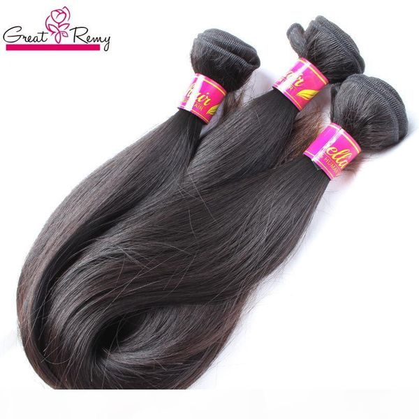 

greatremy natural color silky straight hair bundles 2pcs 100% unprocessed malaysian human hair weft weave 8"-30" virgin hair exten, Black