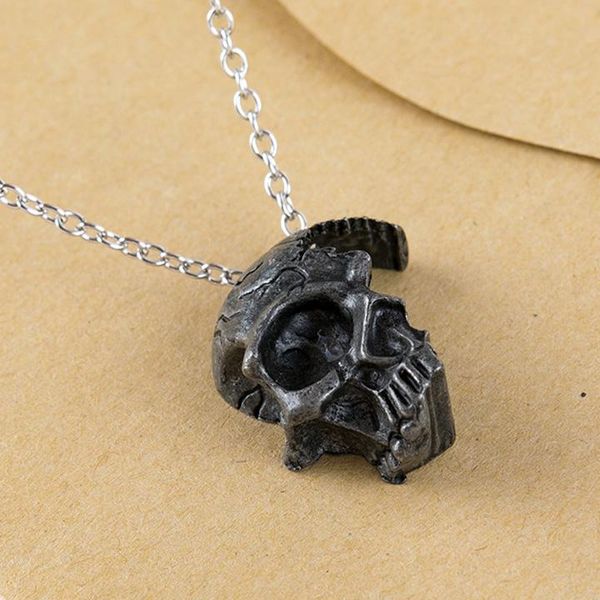 

череп ожерелье горячие продажи череп кулон серебро цвет ожерелья подвески черный кожаный цепь череп кулон ожерелье 19074 wmtfdk, Bronze;silver