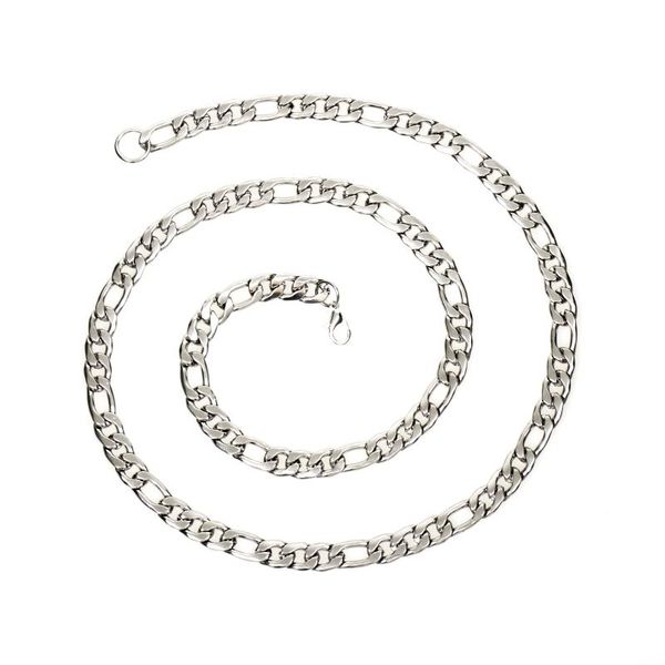 

chains 7.5mm stainless steel silver figaro link men's fashion necklace 24"