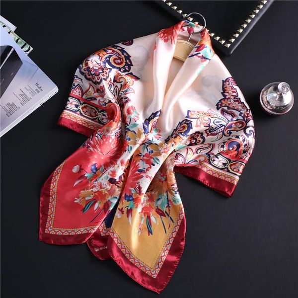 

женщины большой квадратный шелковый шарф цветочные принты леди шали hijab обертывает follard женский голова hijab bandana 2020 мода sqceam, Blue;gray