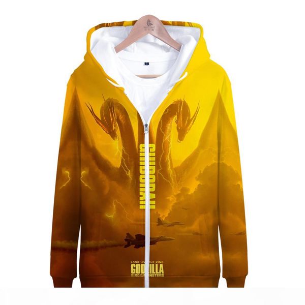 

godzilla: king of the monsters zipper jacket 3d hoodies sweatshirt women men harajuku hoodies women plus size, Black