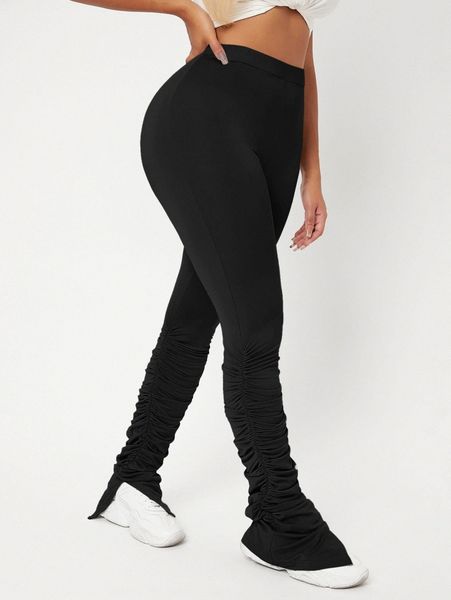 

high waist skinny stacked pants 93nh#, Black;white