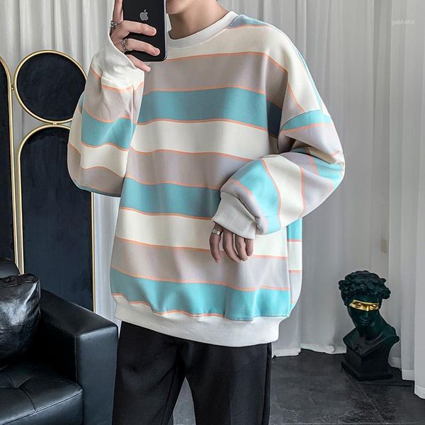 

casual loose sweatshirt fashion autumn korean style harajuku crewneck aesthetic sweatshirt polerones hombre men's clothing db60w1, Black