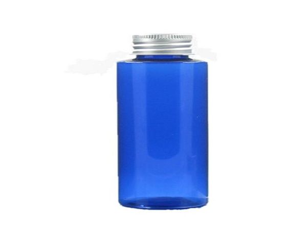 

30ml empty clear/blue cylinder plastic bottles pet bottle with gold/silver aluminum screw cap, x 10 bbyltk