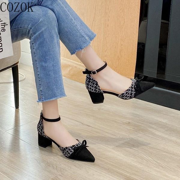 

mature women's toe sandals casual fashion vamp color matching design ankle buckle versatile elegant women's sandals, Black