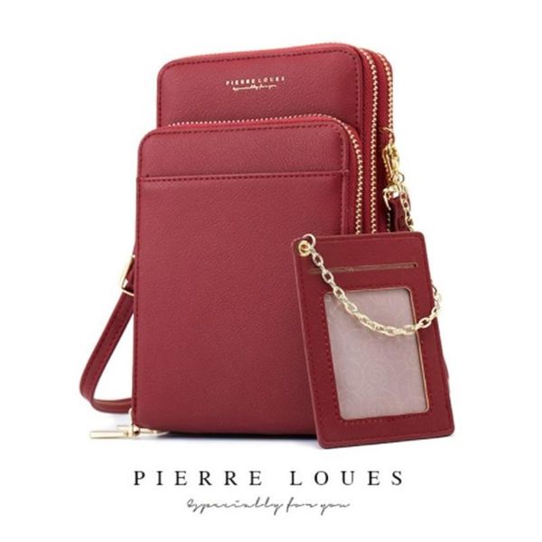 

new women casual wallet cell phone allet big card holders messenger shoulder straps bag wallet handbag purse clutch, Red;black
