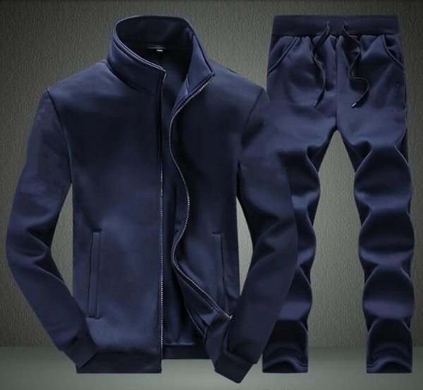 

tracksuit men quality spring men sporting hooded hoodie+pants two piece sweat set jogger track suit for clothes, Gray