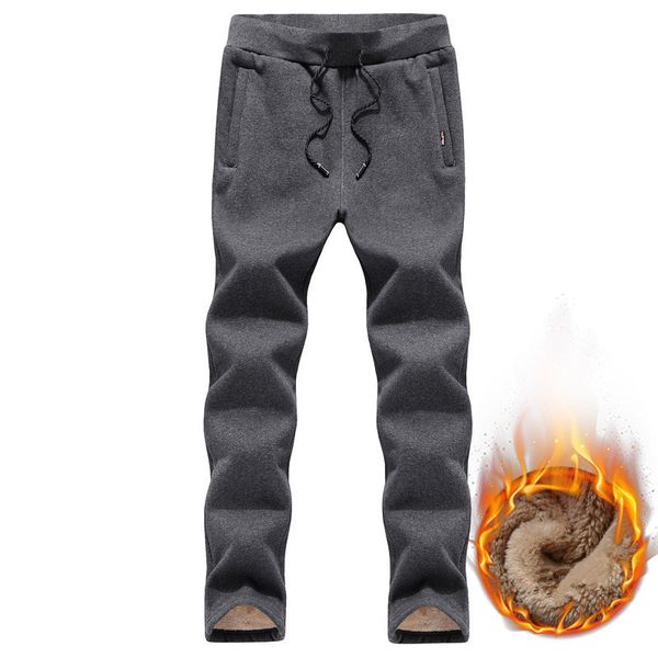 

2020 thick jogger cotton men's warm winter velvet sweatpants joggers loosepencil pants -5xl, Black