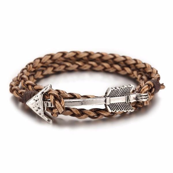 

livvy 2017 new multi layer leather charm bracelet bangle vintage bronze arrow anchor male and female lover gift wmtuoy xhlove