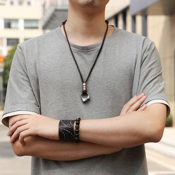 

new necklace men's cowhide necklace alloy lighter pendant 10 yuan store, Silver