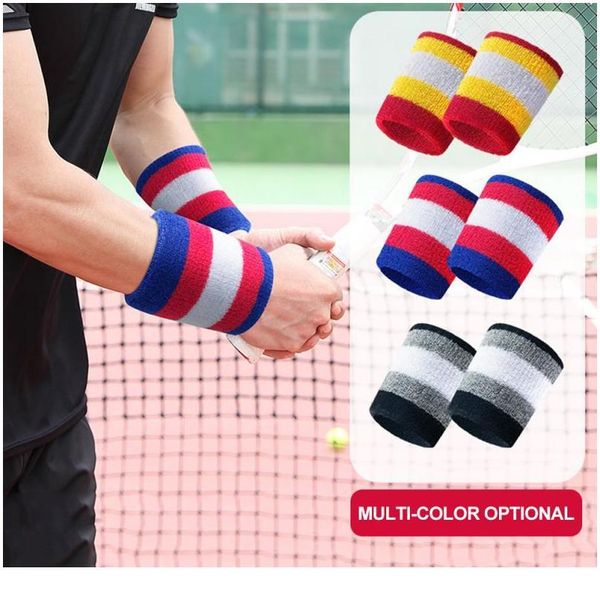 

2pcs sports wristband cotton sweat-absorbent basketball badminton table tennis yoga warm breathable towel gua qylruk, Black;red