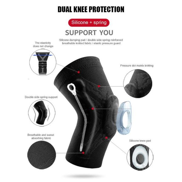

sports running knee pads protector cycling snowboard basketball brace support force knee tendon brace band pad, Black;gray