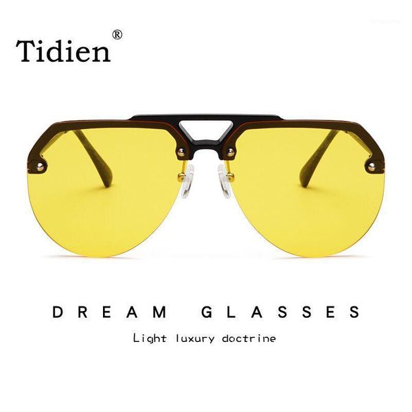 

tidien polarized sunglasses women 2020 rimless luxury sun glasses brand designer half frame female fashion uv400 glasses 337111, White;black
