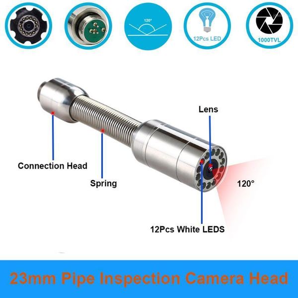 

hd 1000tvl 23mm sewer drain pipe wall inspection endoscope waterproof camera head with 12pcs led lights1
