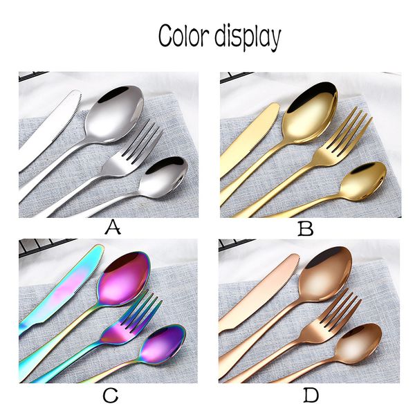 

sets 4 piece/set gold color steel dinnerware spoon knife fork teaspoon stainless tableware set