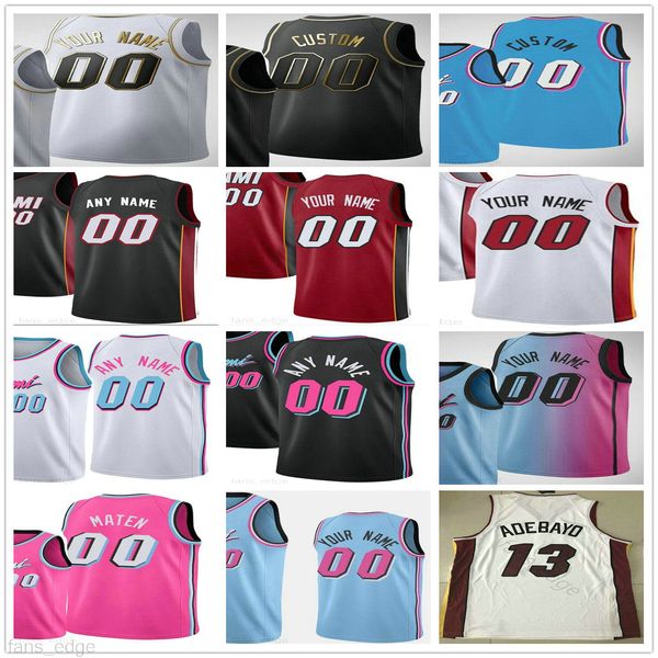 

custom screen printed jimmy 22 butler tyler 14 herro bam 13 adebayo 55 robinson goran 7 dragic man women kids youth basketball jerseys, Black;red