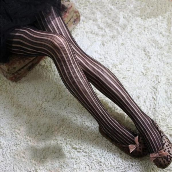 

ygyeeg retro slim bars jacquard stockings pantyhose mesh tights cutout fishnet, Black;white