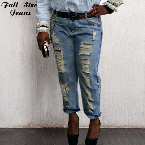 

wholesale- 26 54 6xl 7xl 4xl boyfriend loose ripped jeans fall fashion loose ripped denim jeans for woman plus size harem jeans for ladies1, Blue