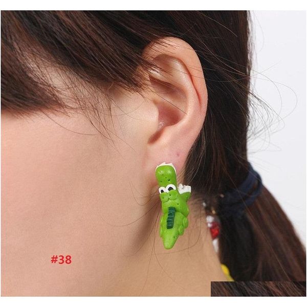 

cute 3d animal handmade soft rabbit dinosaur dog cat fox pottery earrings stud earring christmas birthday party jewe sqcsfs homes2007, Silver