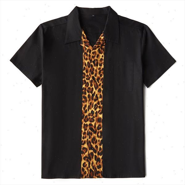 

men shirt vintage 1950s rockabilly mens shirt rock n short sleeve leopard checkerboard prind punk rave shirt retro hip hop, White;black