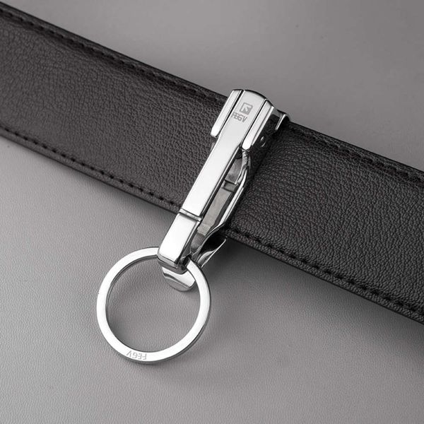 

stainless steel men's waist belt, high grade key chain, ring, gift, Silver