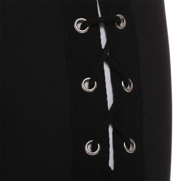 

rosetic gothic leggings pants bandage women spring black slim lace-up streetwear skinny fashion casual harajuku goth pants 201203