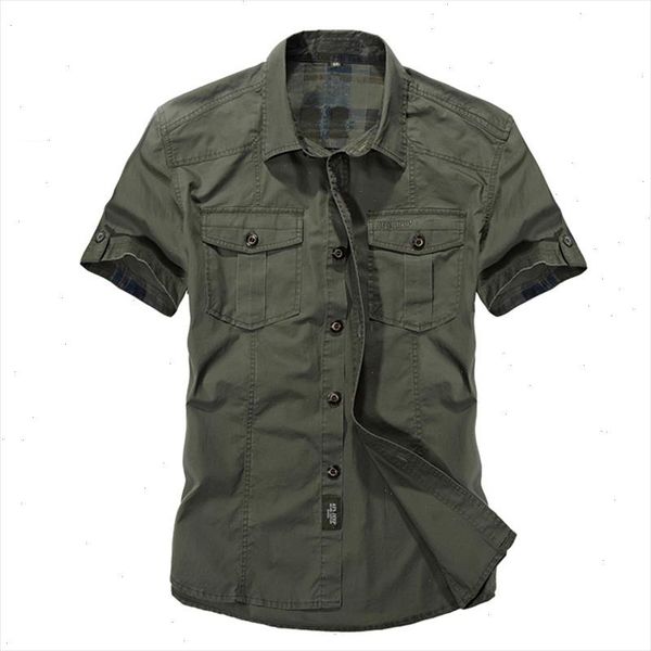 

casual dress shirt men slim fit military style army green male for boys khaki mens short sleeve cotton breathable brand, White;black