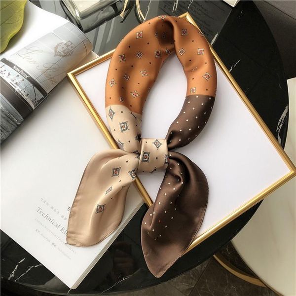 

scarves 70*70cm fashion handkerchief women hair scarf silk feeling small neck scarfs female square headband print bag for ladies, Blue;gray