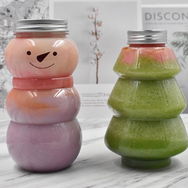 

gift wrap 10pcs creative christmas favors snowman shaped bottle candy chocolate packaging box 450ml cold drink milk coffee