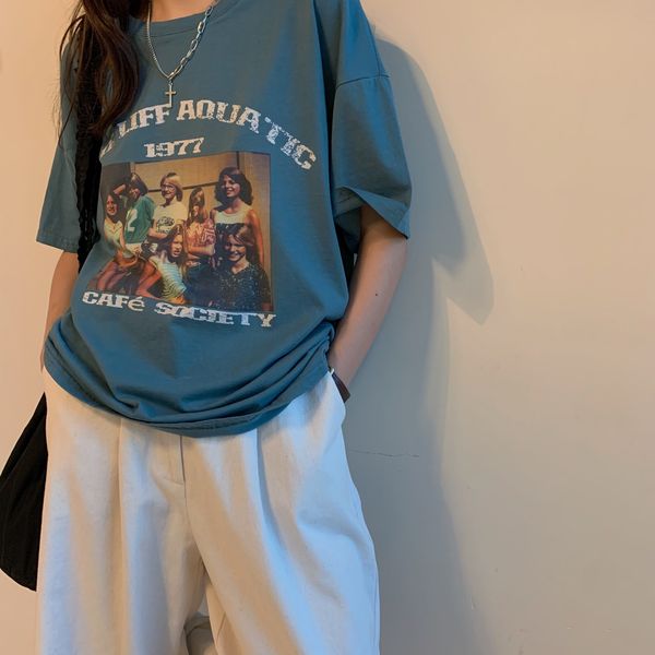 

2021 New 3 colours summer Korean style printing short sleeve tshirts of shirt women loose tops (y3942) 1WXM, White