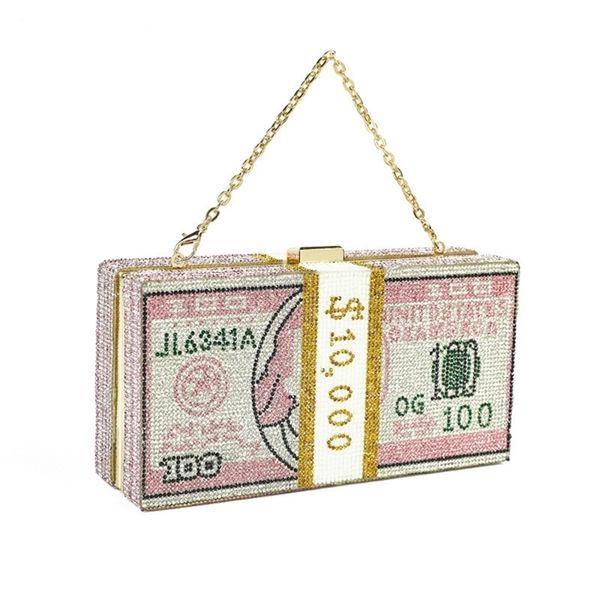 

bee in fly new crystal money usd bags dollar design luxury diamond evening party purse clutch y201224