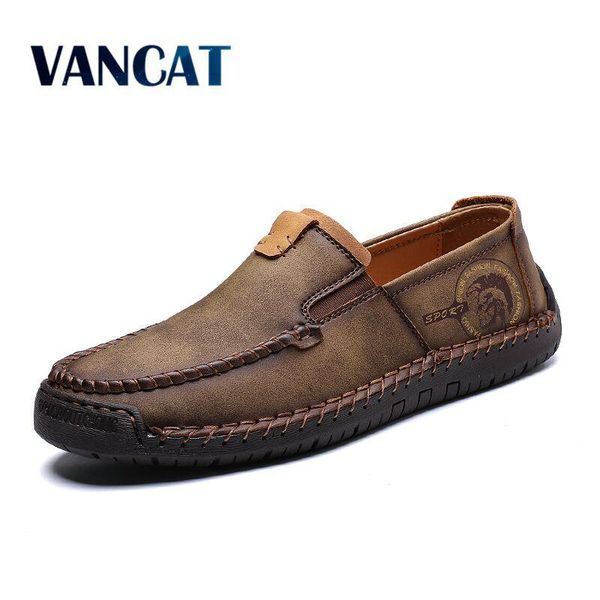 

2019 new fashion style leather spring casual shoes men shoes handmade vintage loafers flats moccasins big size, Black