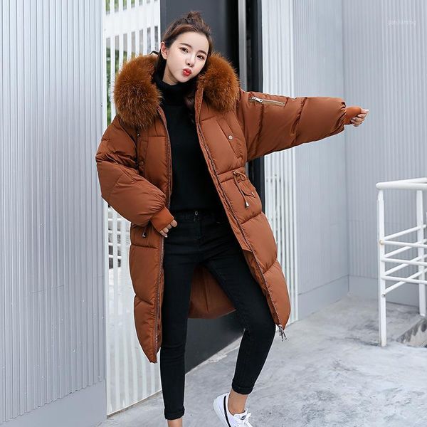 

winter clothes long fund down cotton woman easy will code suit-dress loose coat waist and waist keep warm1, Black