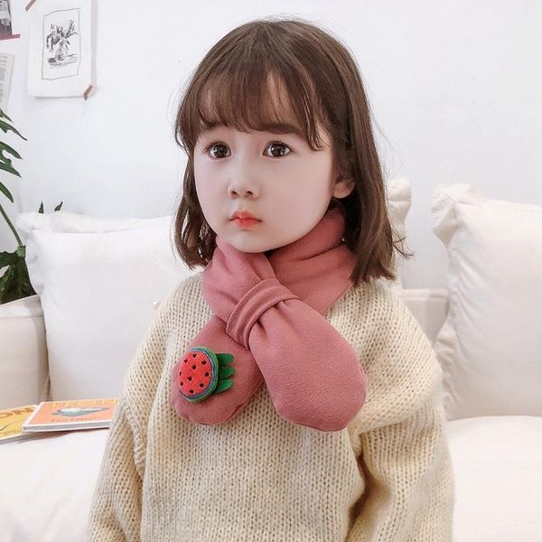 

winter new kids cartoon animal fruit pure color children's scarf baby boys girls strawberry neck warm scarves ing, Blue;gray