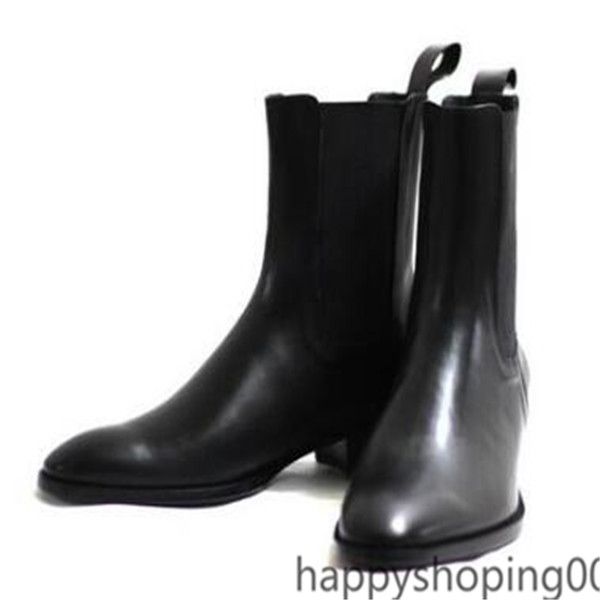 

men suede martin boots wyatt booties men stacked heel slip-on shoes fashion nubuck leather chelse boot ankle men shoes 2020, Black