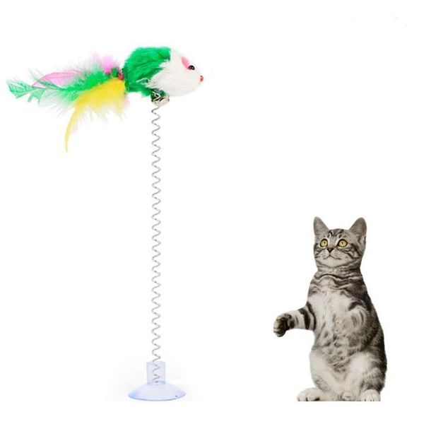 

cat toy 1pc funny interactive suction spring cat toy cat feather wand teaser pet interactive supplies favor rand qylvzb